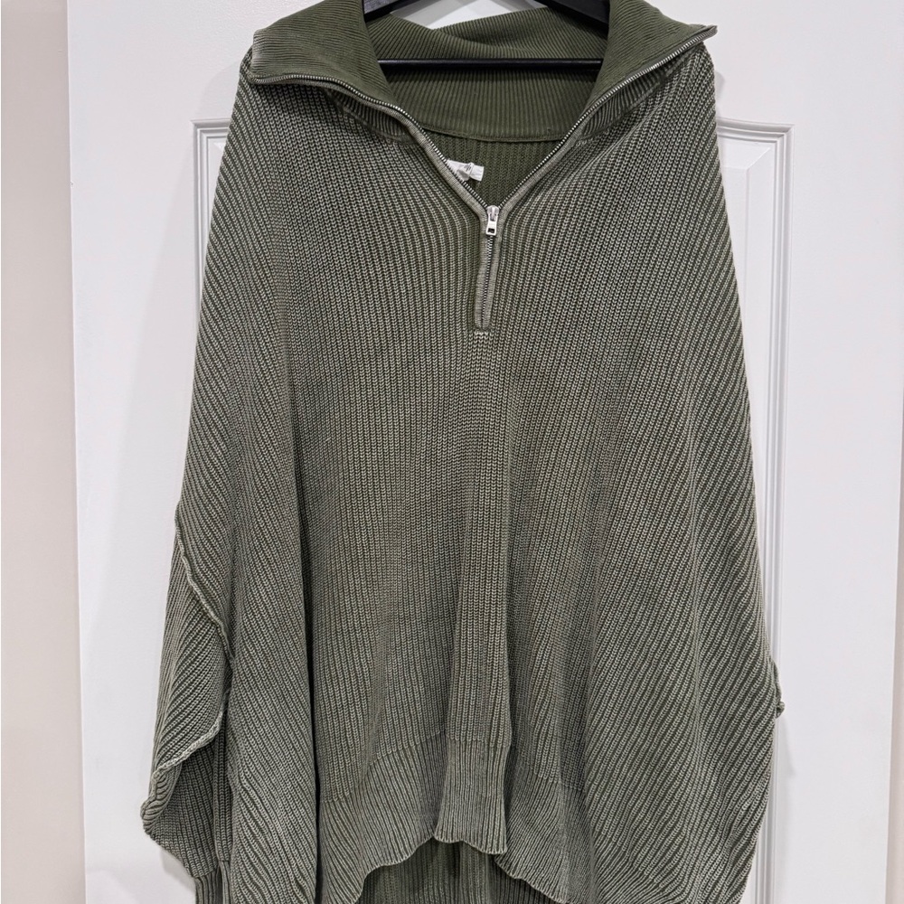Aerie Beyond Quarter Zip Sweater GreenXXL